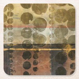 Circular Green Droplets Square Paper Coaster