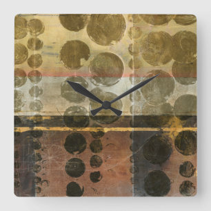 Circular Green Droplets Square Wall Clock