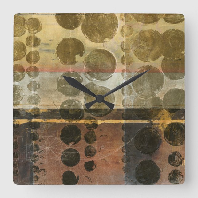 Circular Green Droplets Square Wall Clock (Front)