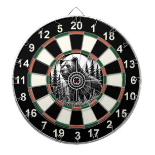 Circular Grizzly Bear Bullseye Art Dartboard