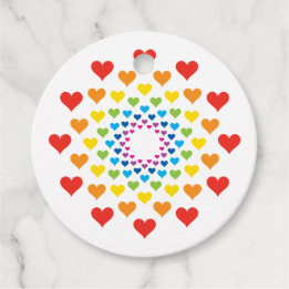 Circular hearts in rainbow colour favour tags