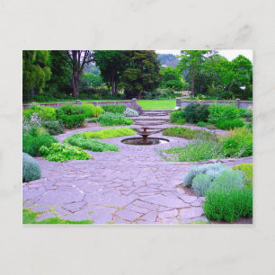 Circular Herb Garden with Fountain, Dunedin, NZ Postcard