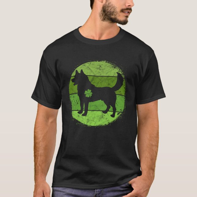 Circular Husky Irish Shamrock  Dog St Patrick s Da T-Shirt (Front)