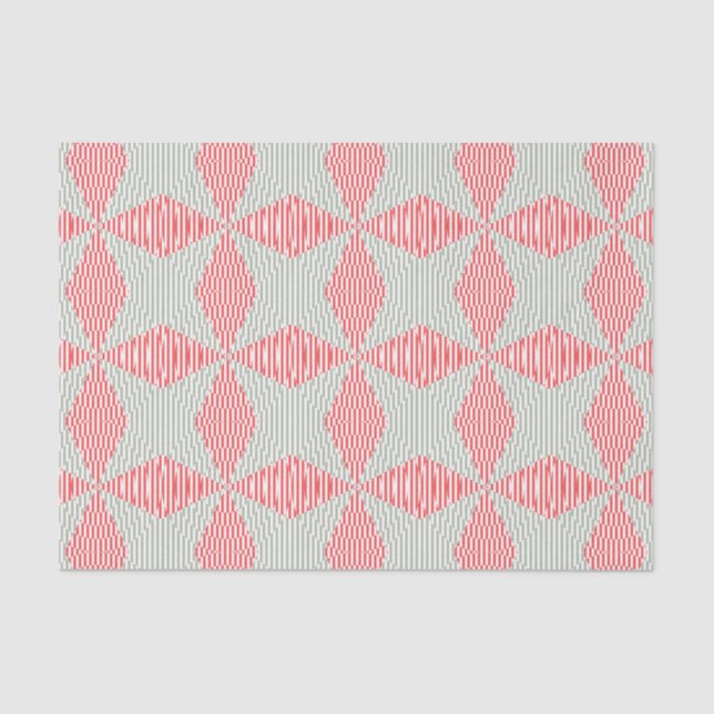 Circular Illusion - Red, Gray, and White Stripes. Tissue Paper (Front)