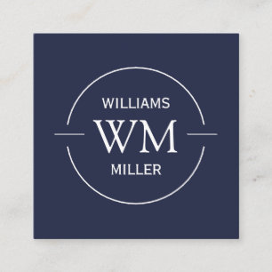 Circular Initial Modern Square Navy -Business Card