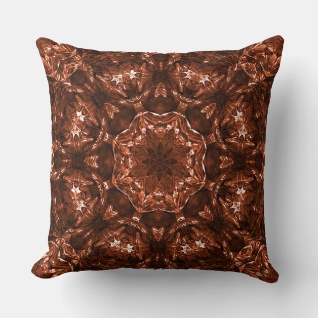 Circular kaleidoscope clod of reddish brown earth  throw pillow (Front)