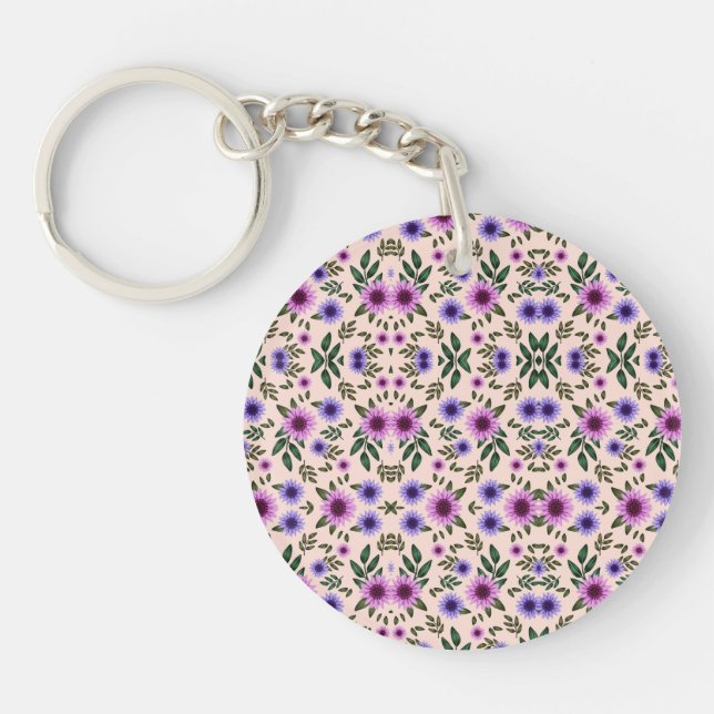 Circular keychain with a floral pattern (Devant)