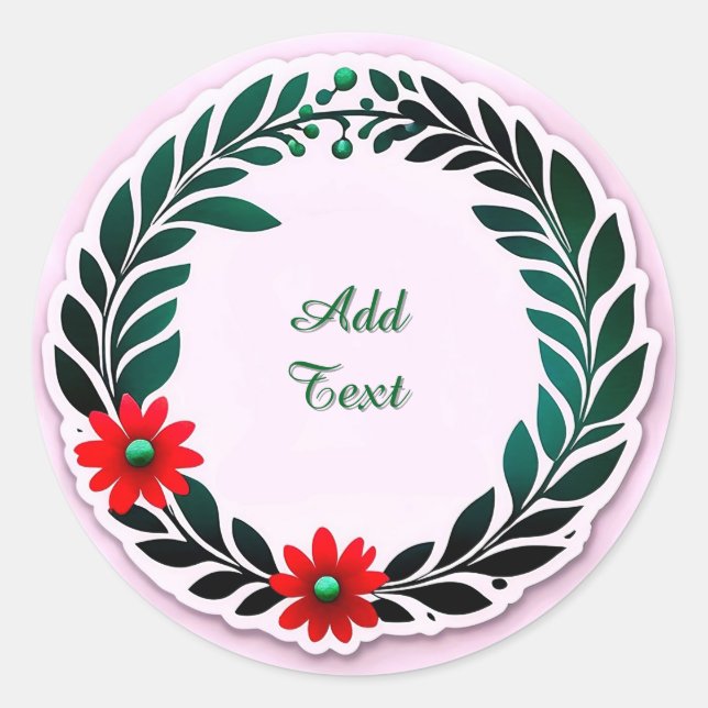 Circular Laurel Wreath With Green Leaves Classic Round Sticker (Front)