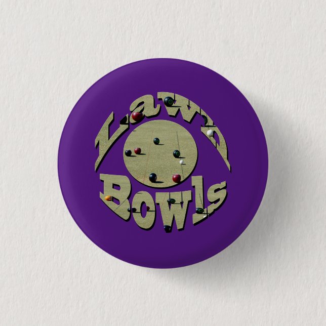 Circular Lawn Bowls Picture Logo,   1 Inch Round Button (Front)