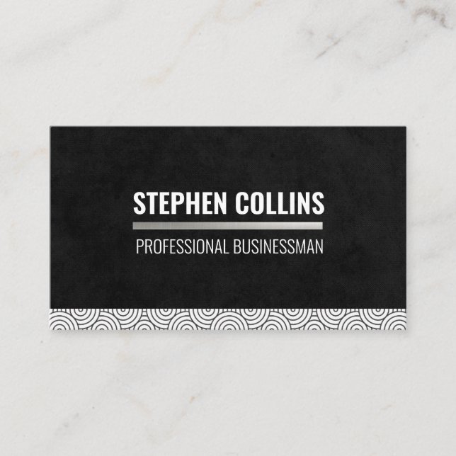 Circular Lines Pattern | Black Texture Business Card (Front)