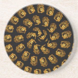Circular Lions Faces Pattern, Coaster