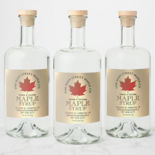 Circular Logo Maple Syrup Label on Gold