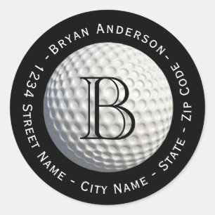 Circular Monogram Golf Ball Return Address Label