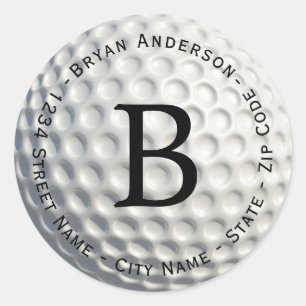 Circular Monogram Golf Ball Return Address Label