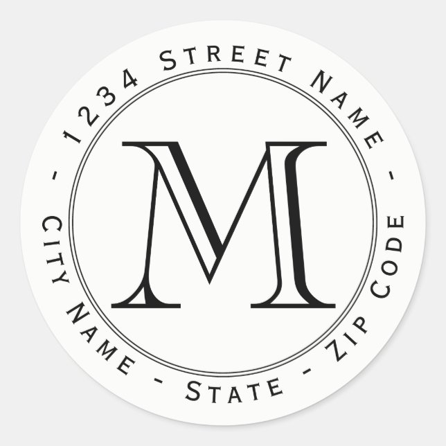 Circular Monogram Return Address Label (Front)