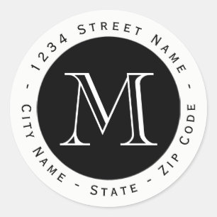 Circular Monogram Return Address Label