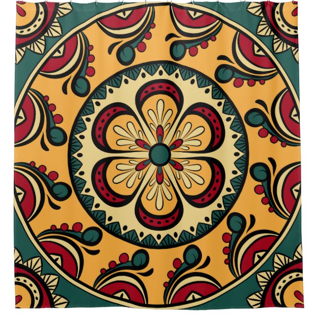 Circular ornaments, colourful seamless pattern. (Front)
