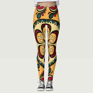 Circular ornaments, colourful seamless pattern. leggings