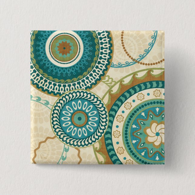 Circular Patterns 2 Inch Square Button (Front)