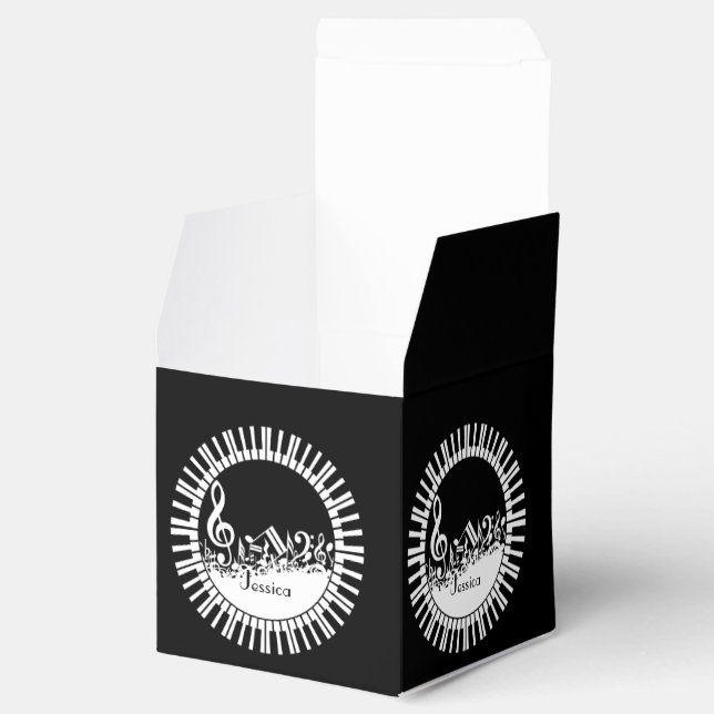 Circular Piano Keys and Jumbled Music Notes Favor Box (Opened)