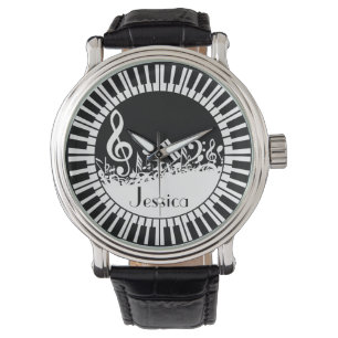 Circular Piano Keys and Jumbled Music Notes Watch