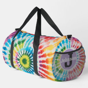 Circular Rainbow Tie Dye monogram personalized Duffle Bag