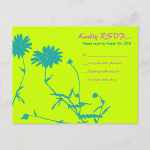 Circular Retro Daisy Bat Mitzvah Reply Card