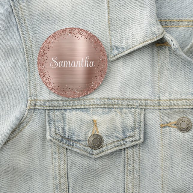 Circular Rose Gold Glitter and Foil Name Tag (In Situ)