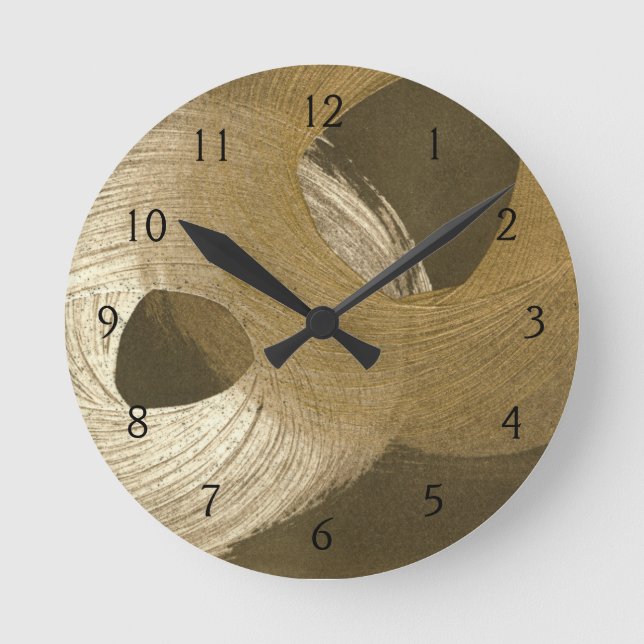 Circular Sandstorm in Tan and Dark Brown Round Clock (Front)
