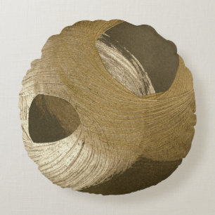 Circular Sandstorm in Tan and Dark Brown Round Pillow