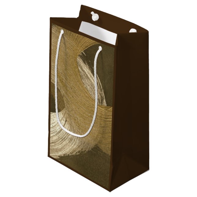 Circular Sandstorm in Tan and Dark Brown Small Gift Bag (Front Angled)
