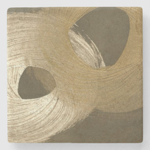 Circular Sandstorm in Tan and Dark Brown Stone Coaster
