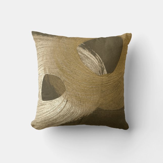Circular Sandstorm in Tan and Dark Brown Throw Pillow (Front)