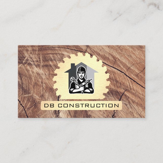 Circular Saw | Hammer Wrench | Wood Business Card (Front)