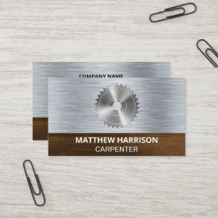Circular Saw Metal and Wood Background Business Card