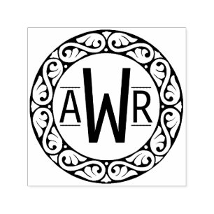Circular Scrollwork Frame Initials ID431 Self-inking Stamp