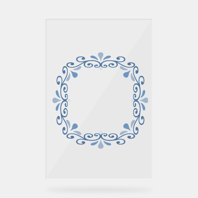Circular scrollwork wreath frame  acrylic sign (Front)
