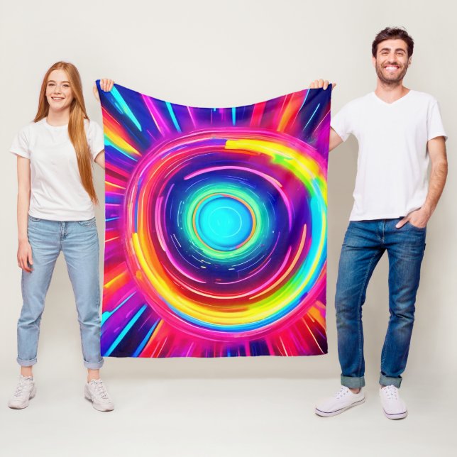Circular Spectrum: A Vibrant Exploration of Colour Fleece Blanket (In Situ)
