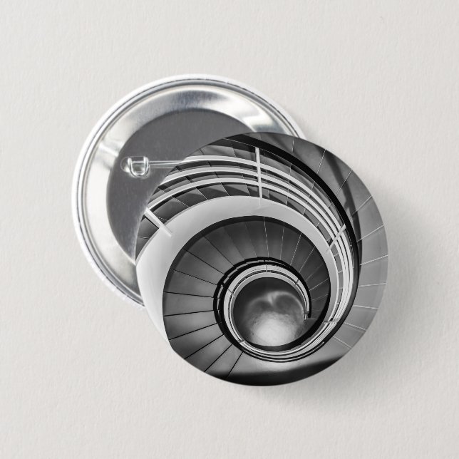 Circular Stairway BW 2 Inch Round Button (Front & Back)