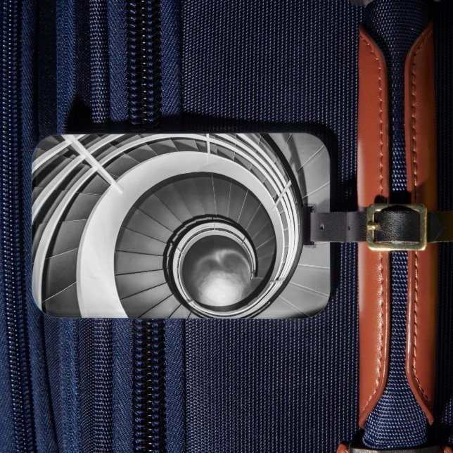 Circular Stairway BW Luggage Tag (Front Insitu 4)
