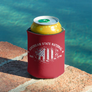 Circular Stamp American State National Est 1776 Can Cooler