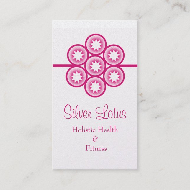 Circular Starburst Business Card, Magenta Business Card (Front)