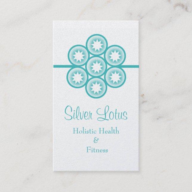 Circular Starburst Business Card, Turquoise Business Card (Front)