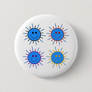 Circular symbols of a radiating sun 2 inch round button