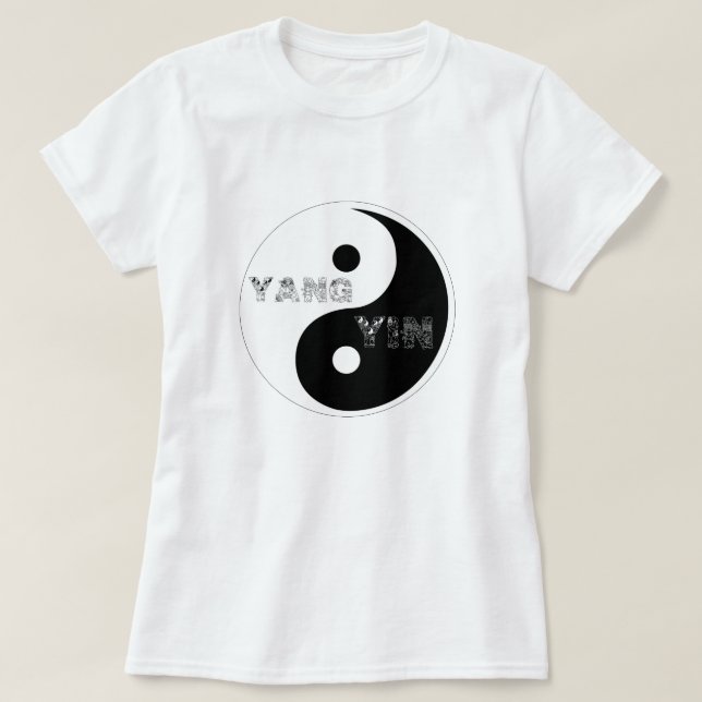 Circular Taijitu Yin and Yang symbol on white T-Shirt (Design Front)