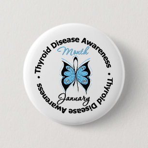 Circular Thyroid Disease Awareness Month Butterfly 2 Inch Round Button