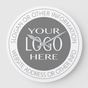 Circular Top & Bottom Text + Your Own Logo Large Clock