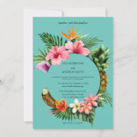 Circular Tropical Hawaiian Floral Wedding- Blue