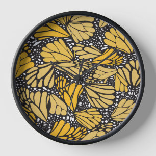 Circular wall clock printed monarch butterfly