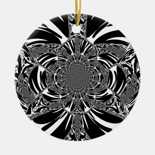 Circular Zebra Kaleidoscope Art Print Ceramic Ornament (Front)